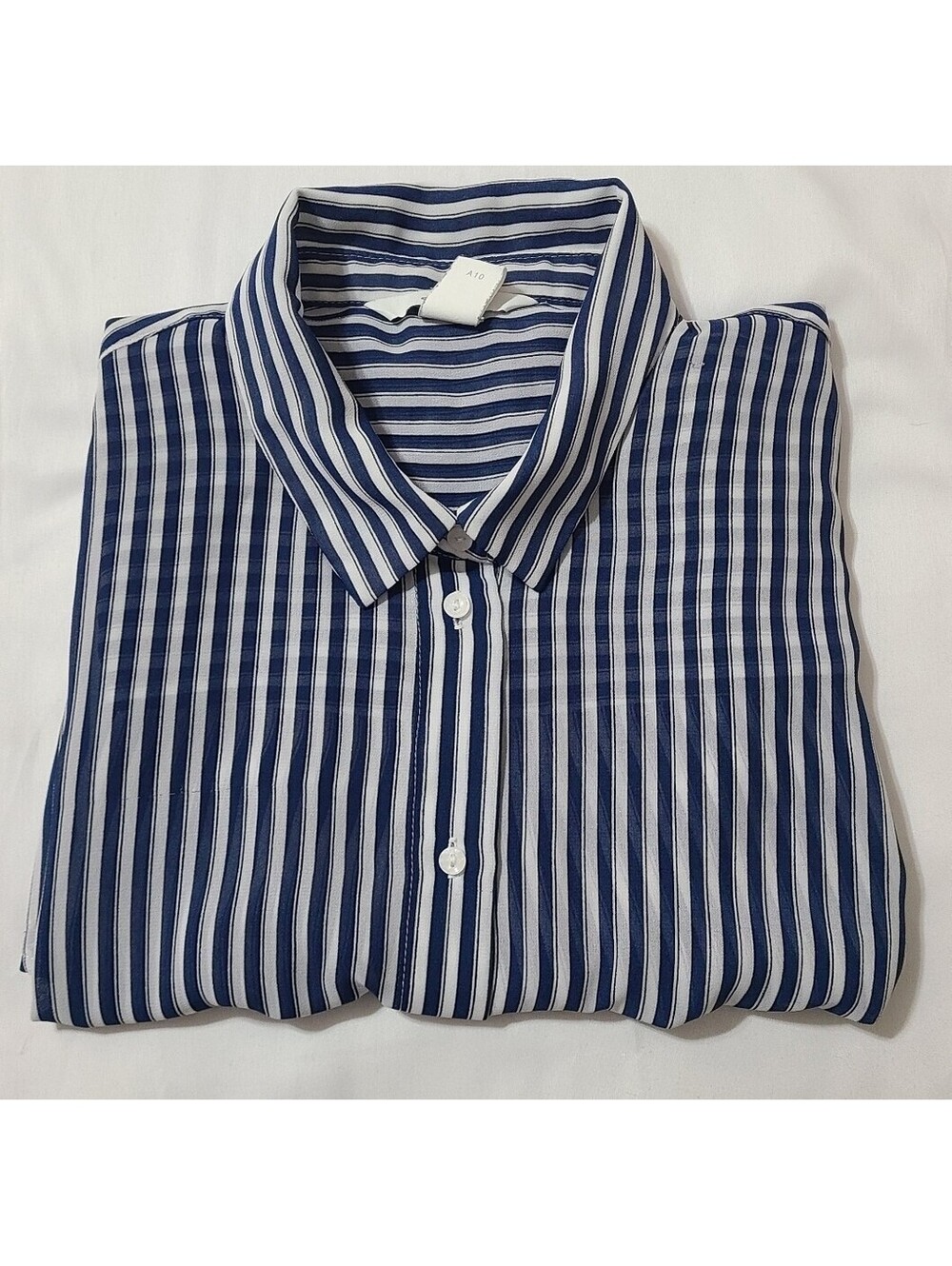 H&M Blue White Striped Sleeveless Button Front Blouse Shirt US 12